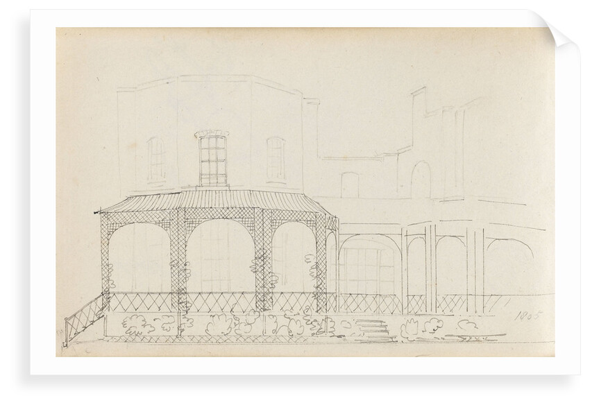 A view of the east elevation of Merton Place showing the Eating Room with the mirador (verso) by Thomas Baxter