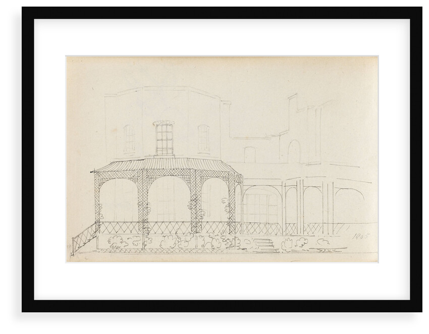 A view of the east elevation of Merton Place showing the Eating Room with the mirador (verso) by Thomas Baxter