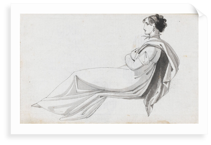 A young woman reclining, possibly one of the Connors (Emma Hamilton's cousins) (recto) by Thomas Baxter