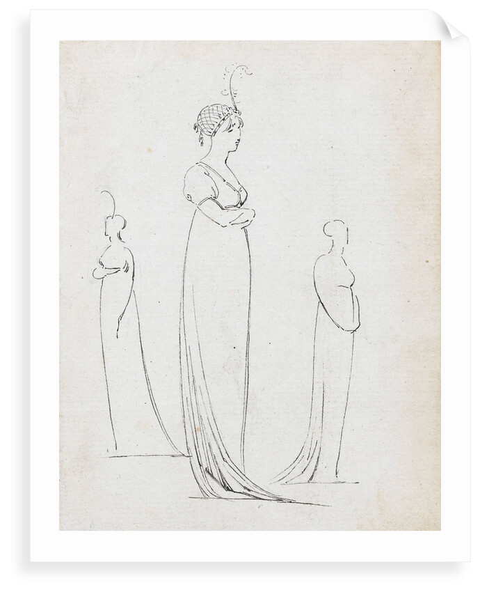 A full-length drawing of a woman by Thomas Baxter