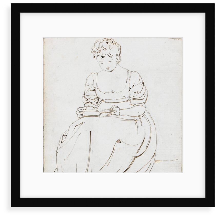 A young woman seated, reading a book, possibly Charlotte Nelson by Thomas Baxter