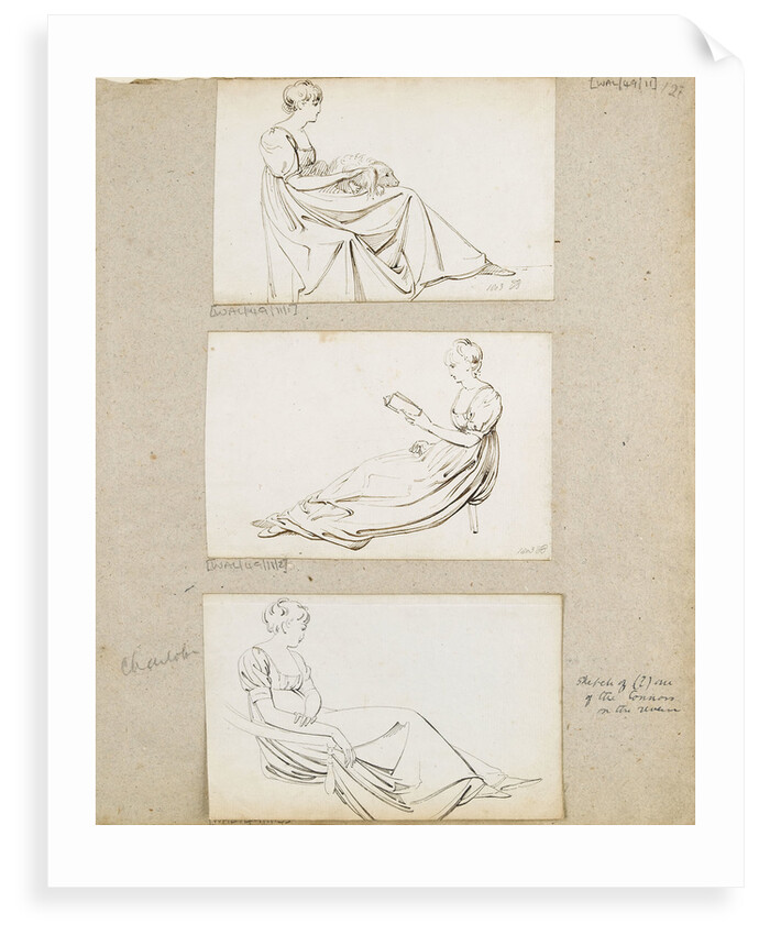 Three studies of young woman seated by Thomas Baxter