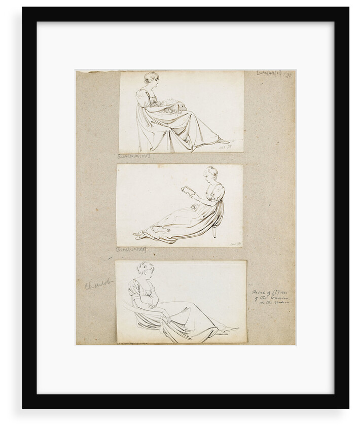 Three studies of young woman seated by Thomas Baxter