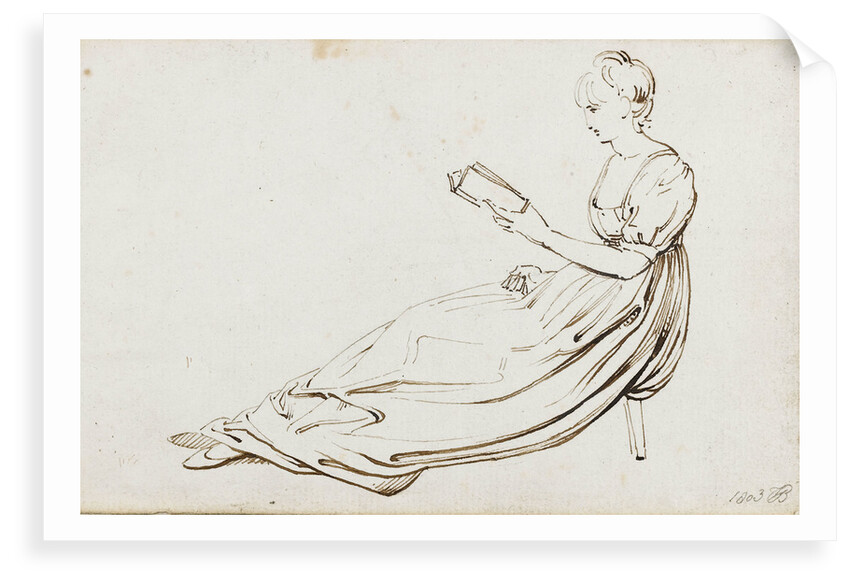 A young woman seated, reading by Thomas Baxter