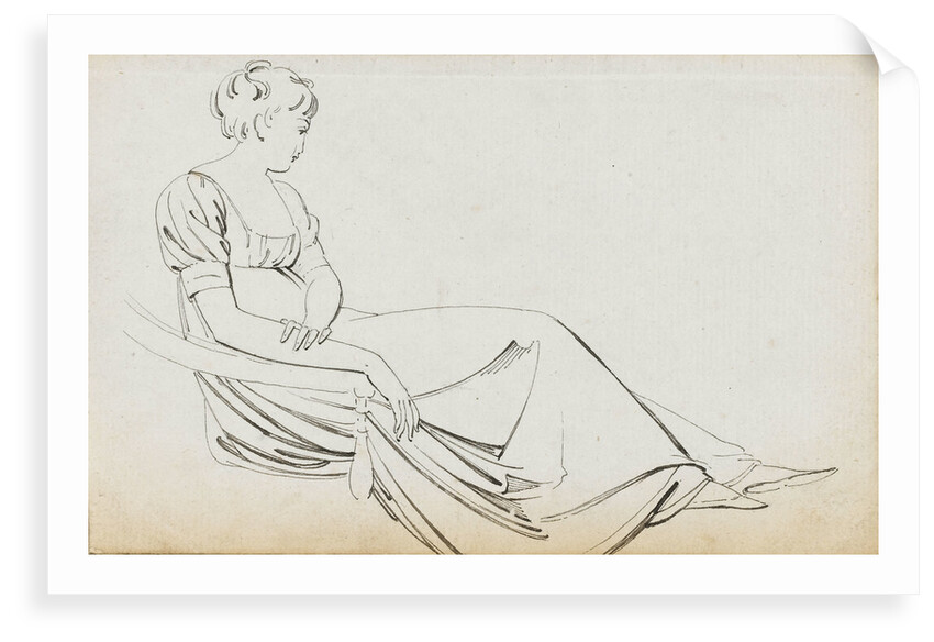 A young woman, seated, probably Charlotte Nelson (recto) by Thomas Baxter