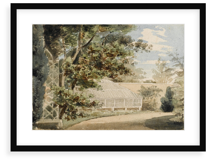 The garden with a glass house at Merton Place by Thomas Baxter