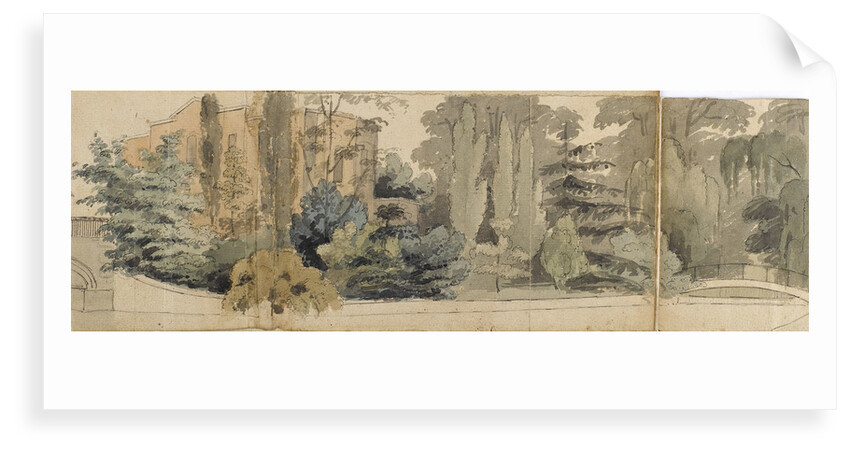 A view of the front of Merton Place, seen from across the river, with two bridges by Thomas Baxter