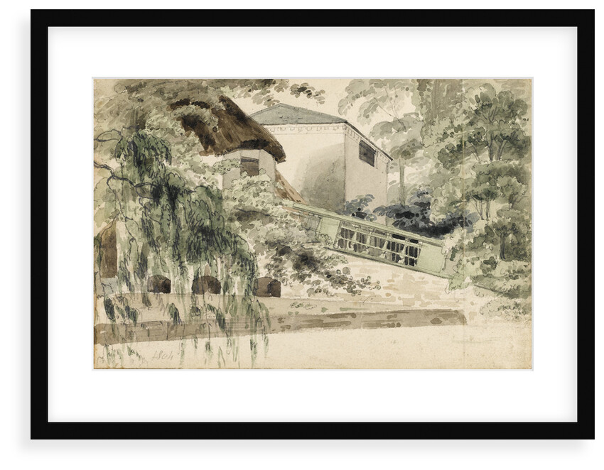 A sloping bridge near buildings by Thomas Baxter
