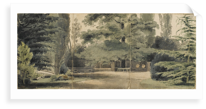 Paths and a fence beneath trees in the grounds at Merton by Thomas Baxter