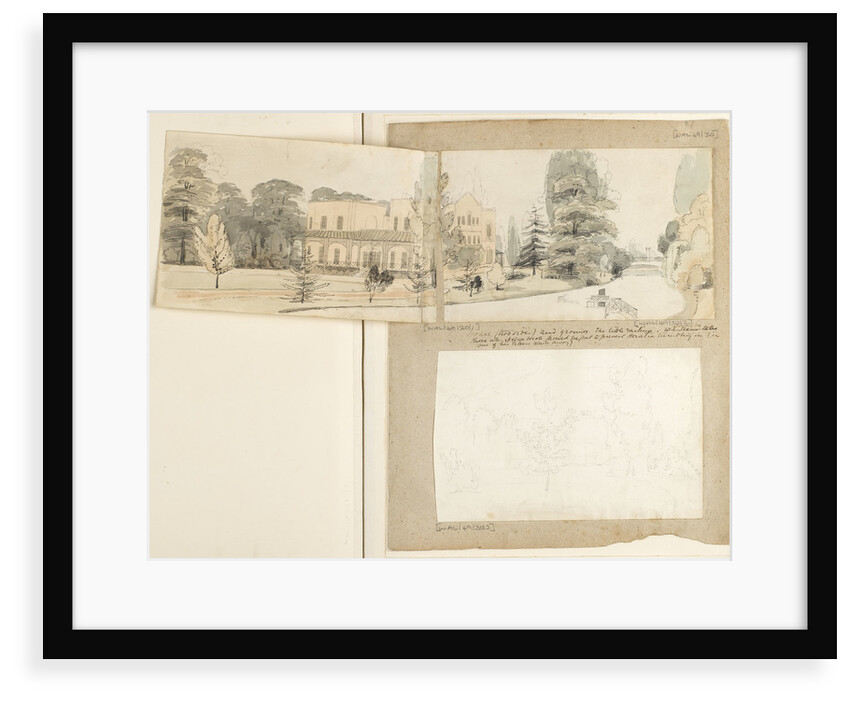 A panoramic view showing the east and north elevations of Merton Place by Thomas Baxter