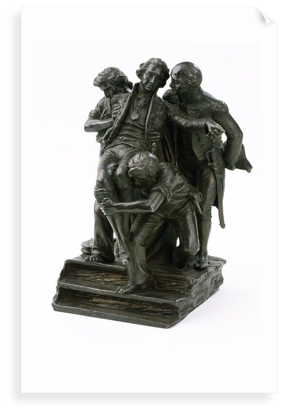 The wounded Nelson carried below deck at Trafalgar by Nelli