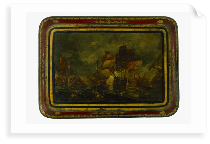 Lacquered papier-maché tray depicting the Battle of Trafalgar, 1805 by Unknown