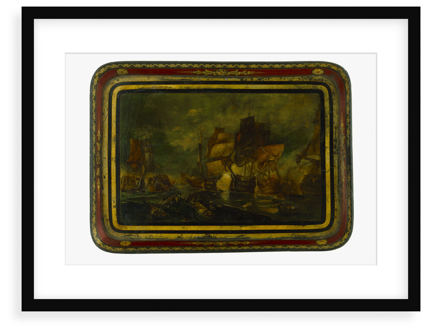 Lacquered papier-maché tray depicting the Battle of Trafalgar, 1805 by Unknown