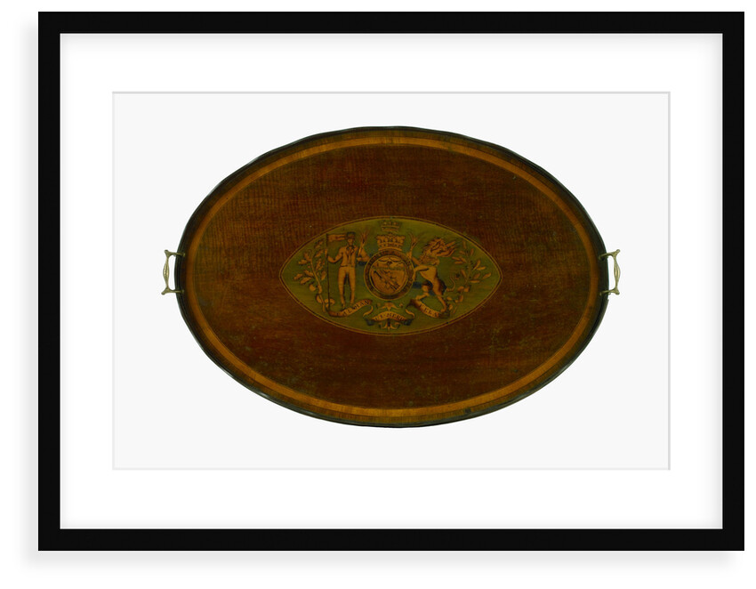 Oval marquetry tray by unknown