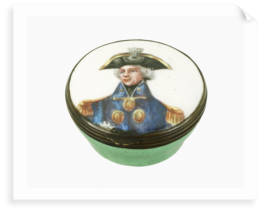 Round patch box commemorating Vice-Admiral Horatio Nelson (1758-1805) by Samson