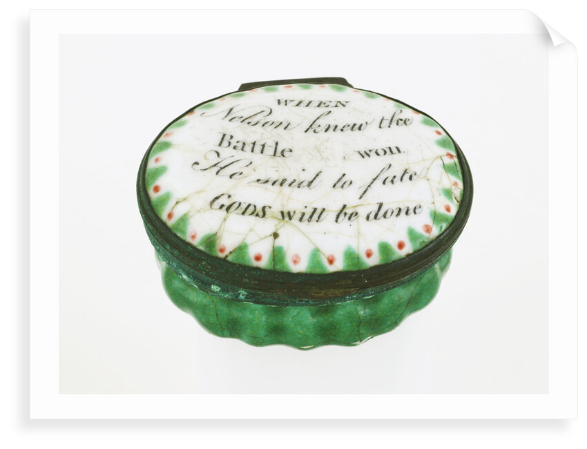 Oval patch box with a mirror inside the lid, commemorating Vice-Admiral Horatio Nelson (1758-1805) by unknown