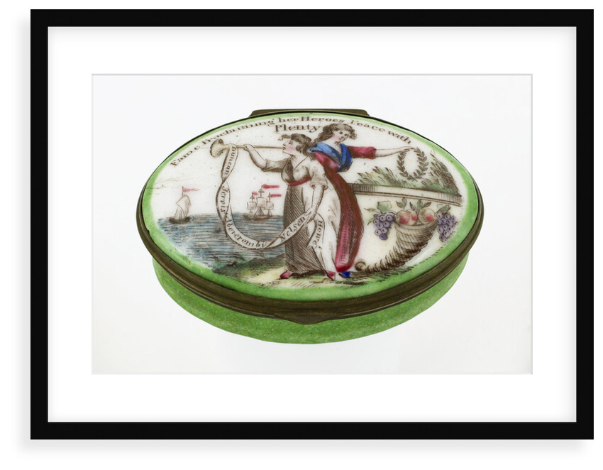 Oval patch box with a mirror inside the lid, commemorating naval heroes of the French Revolutionary War. by unknown