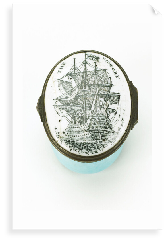 Oval patch box with a mirror inside the lid, commemorating HMS 'Victory' by unknown