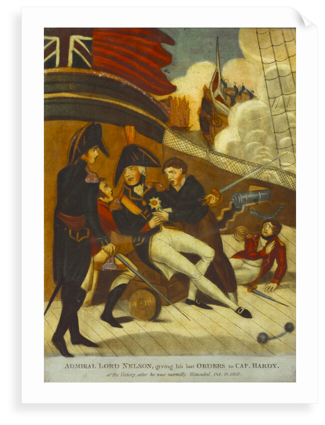 Admiral Lord Nelson, giving his last Orders to Cap. Hardy, of the Victory after he was mortally wounded' by J. Hinton