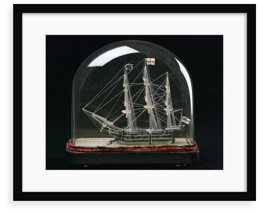 Ship model in glass dome by unknown