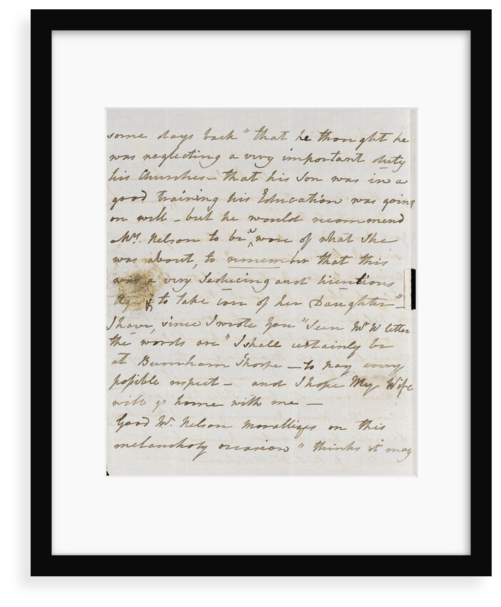 Letter from Lady Nelson to Alexander Davison, page two by Lady Frances Nelson