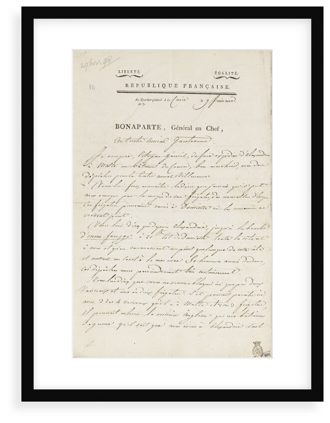 Letter from Napoleon to Admiral Ganteaume by Napoleon Bonaparte