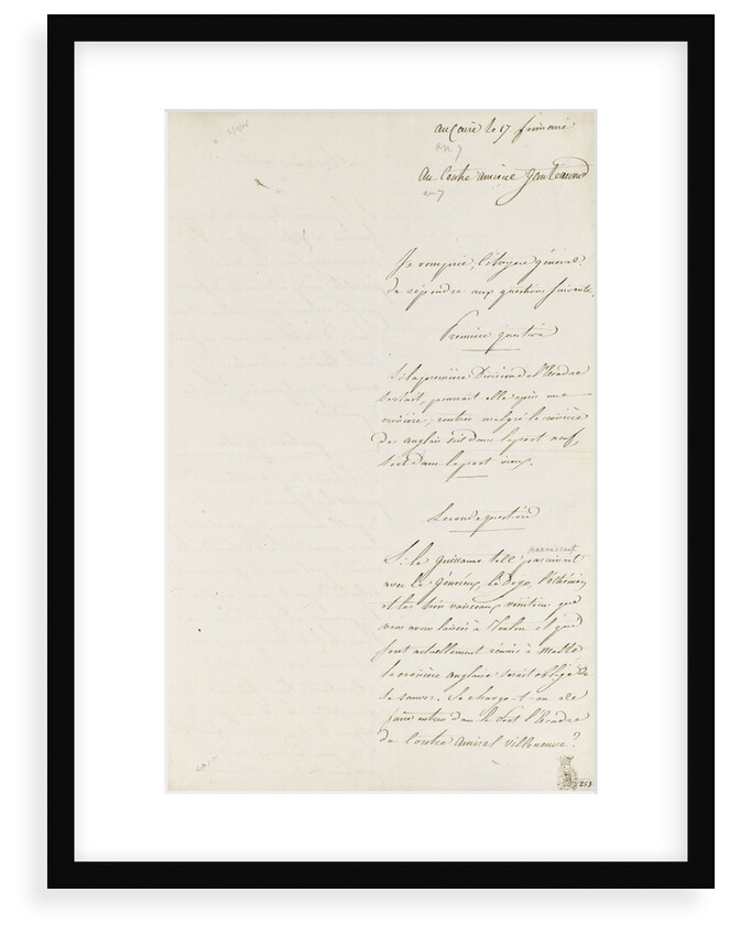 Letter from Napoleon Admiral Ganteaume, front page by Napoleon Bonaparte