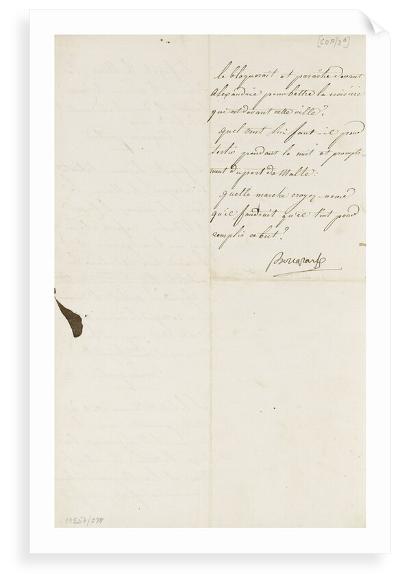 Letter from Napoleon Admiral Ganteaume, back page by Napoleon Bonaparte