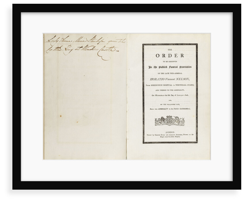 Complete order of ceremony of the funeral procession of Lord Nelson, 8 and 9 Jan 1806 by Unknown