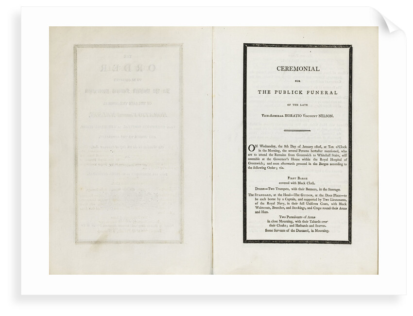 Complete order of ceremony of the funeral procession of Lord Nelson, 8 and 9 Jan 1806 by unknown