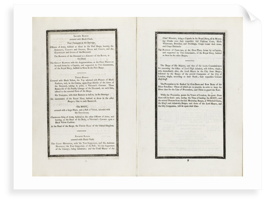 Complete order of ceremony of the funeral procession of Lord Nelson, 8 and 9 Jan 1806 by unknown