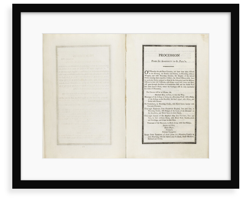 Complete order of ceremony of the funeral procession of Lord Nelson, 8 and 9 Jan 1806 by unknown