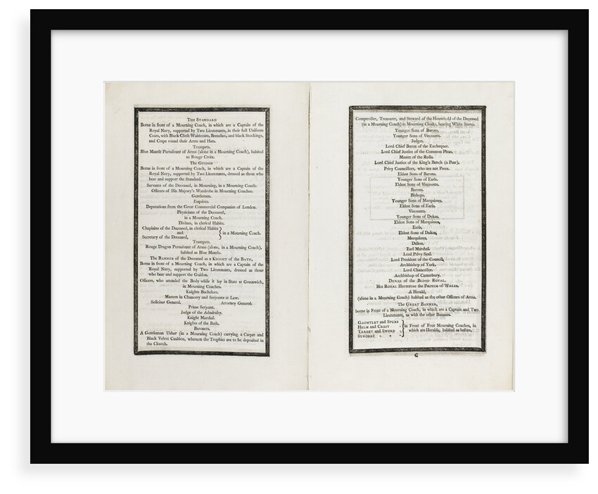 Complete order of ceremony of the funeral procession of Lord Nelson, 8 and 9 Jan 1806 by unknown