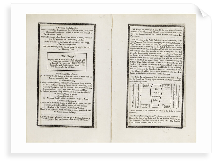 Complete order of ceremony of the funeral procession of Lord Nelson, 8 and 9 Jan 1806 by unknown
