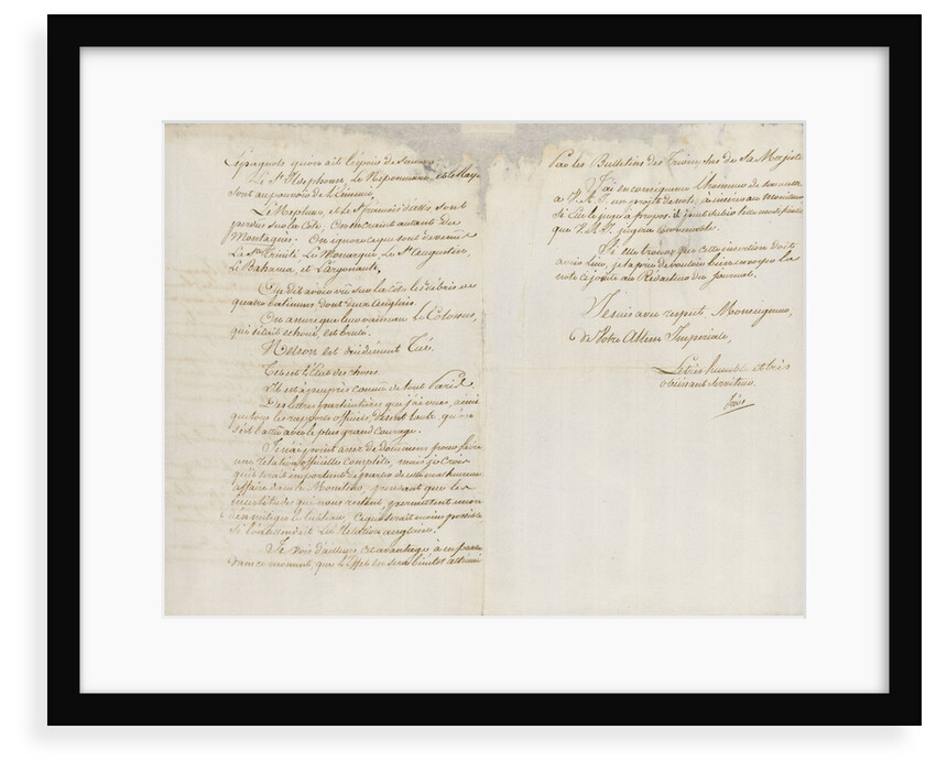 Letter from Decres to L. Bonaparte reporting the losses at the Battle of Trafalgar, 1805 by Louis Decres