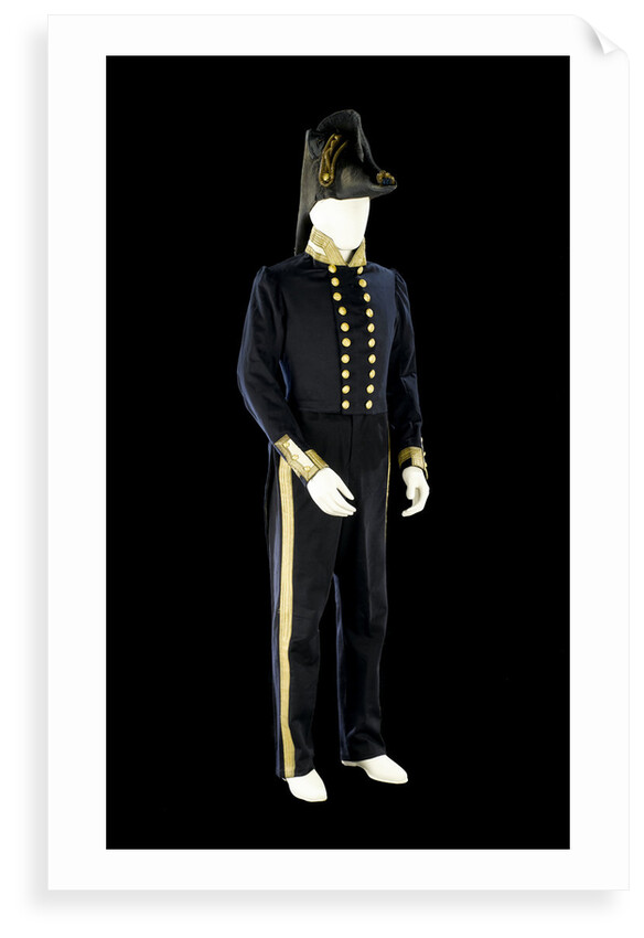 Full dress coat, dress trousers, and hat by Clancy