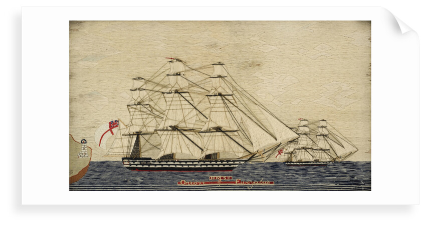 Two warships in full sail by unknown