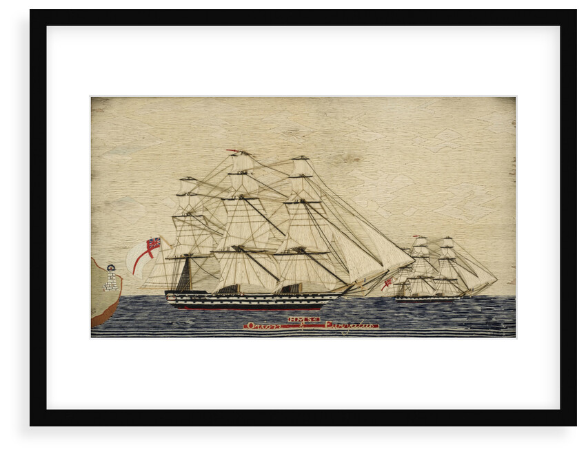 Two warships in full sail by unknown