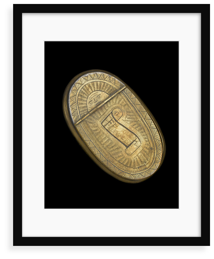 A brass tobacco box, made in a curved shape to fit the pocket by Frank Pywell