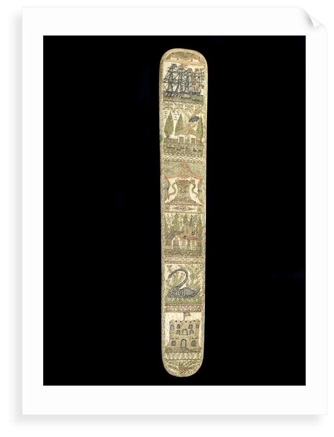 A scrimshaw staybusk made of whalebone by unknown