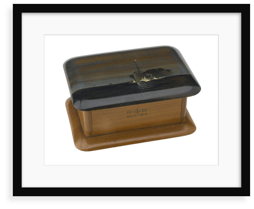 Wooden box lined with grey silk by Royal Naval Brigade personnel