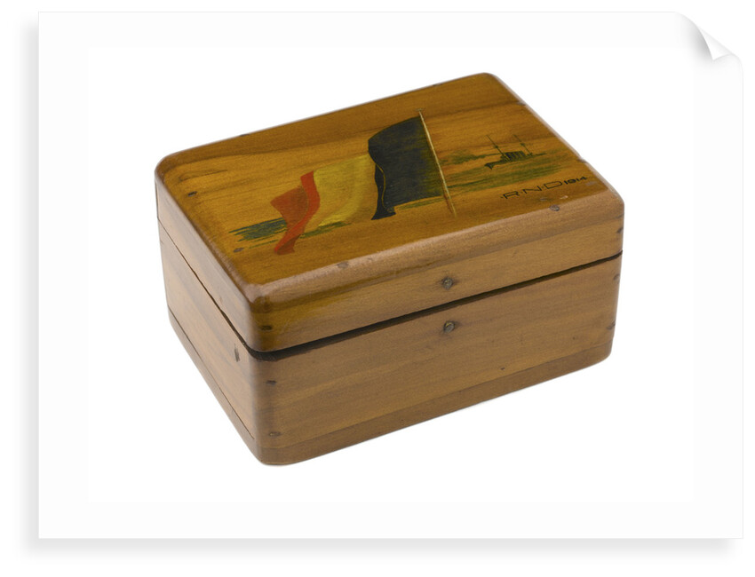 Wooden box lined with grey silk by Royal Naval Division sailor
