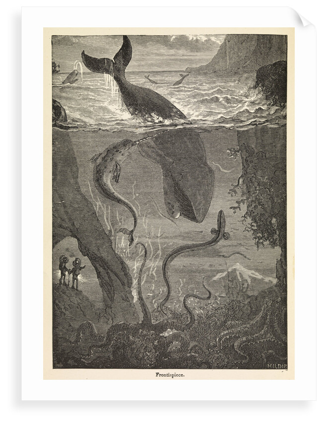 Frontispiece of Jules Verne's 'Twenty Thousand Leagues Under The Sea' by Alphonse-Marie-Adolphe de Neuville