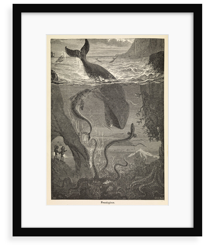 Frontispiece of Jules Verne's 'Twenty Thousand Leagues Under The Sea' by Alphonse-Marie-Adolphe de Neuville