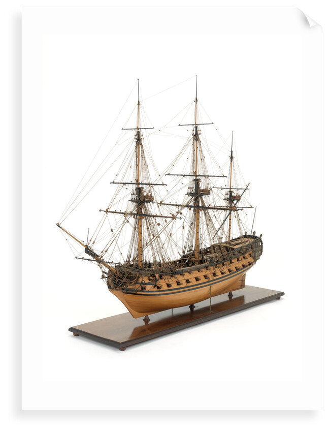 Ship of 60 guns, port three-quarter bow by John Hancock