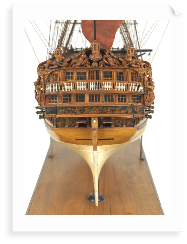 Ship of 60 guns, dead astern galleries and rudder detail by unknown