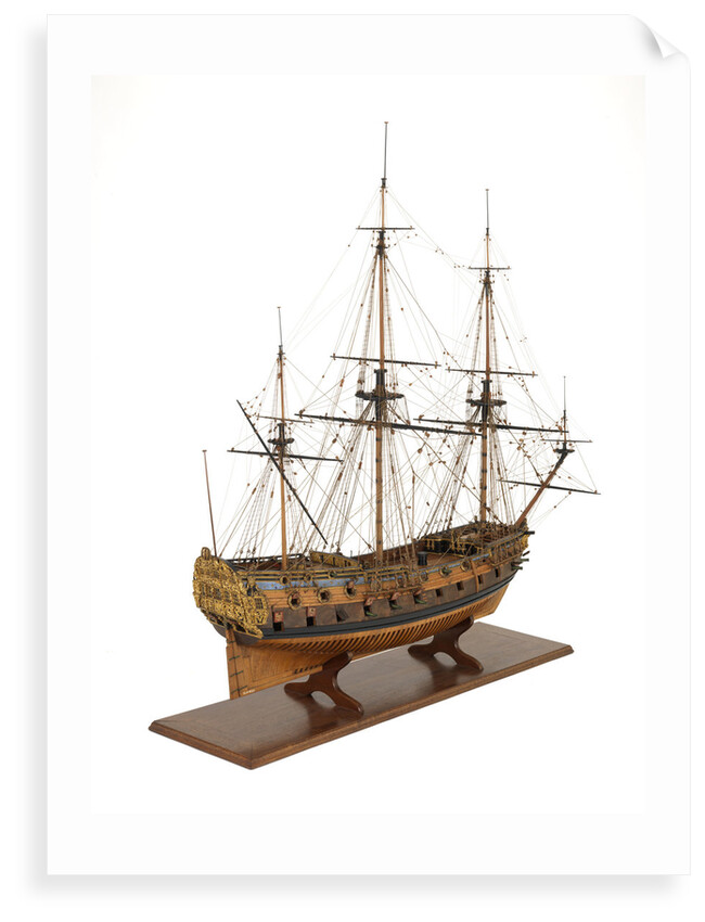 Ship of 50 guns, starboard stern quarter by unknown