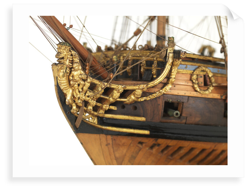 Ship of 50 guns, bow and figurehead detail by Unknown