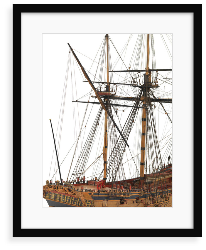 Ship of 24 guns, mizzen mast and stern carving detail by unknown