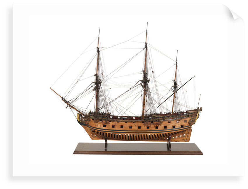 Ship of 50 guns, port broadside by Unknown